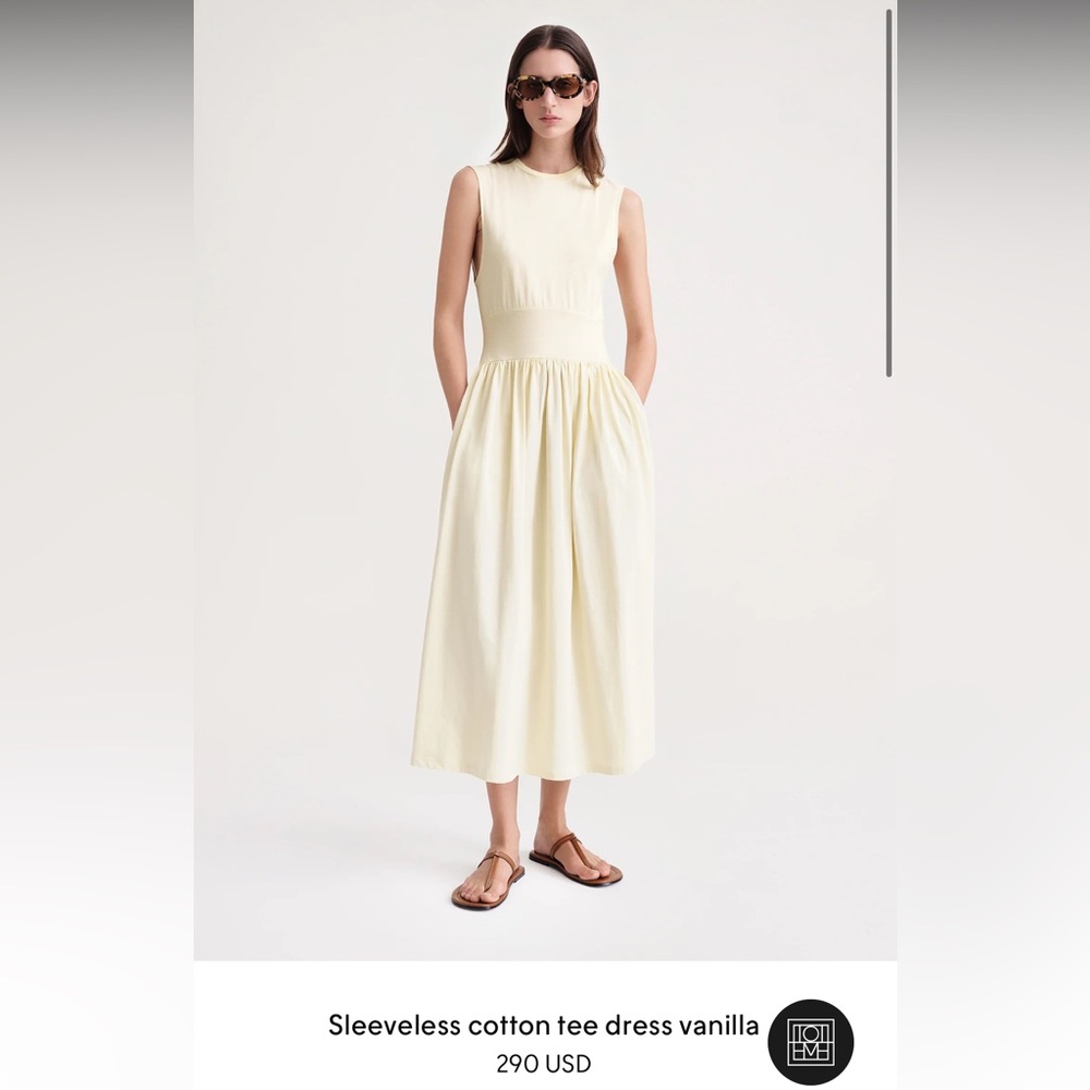 Toteme Sleeveless cotton tee dress vanilla